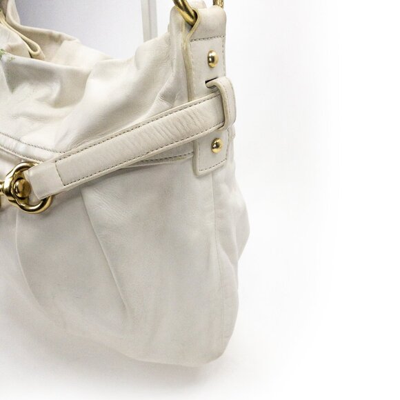COACH Hampton White Ivory Belted/Pleated Hobo Shoulder Bag - K0693-10205 - Picture 14 of 16